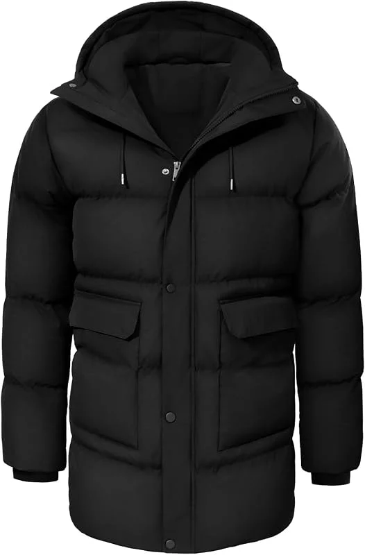 heekpek Veste Homme à Capuche Manteau Homme Hiver Blouson Chaude Hydrofuge Longue Parka Manteaux Matelassée en Coton Vestes de Randonnée Ski — Vetements ski